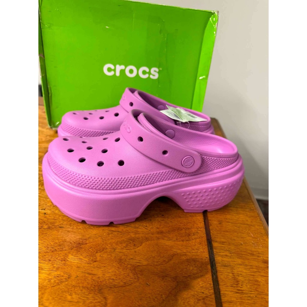 Crocs Womens 9 Purple Stomp Clog Platform Bubblegum 209347-6WQ